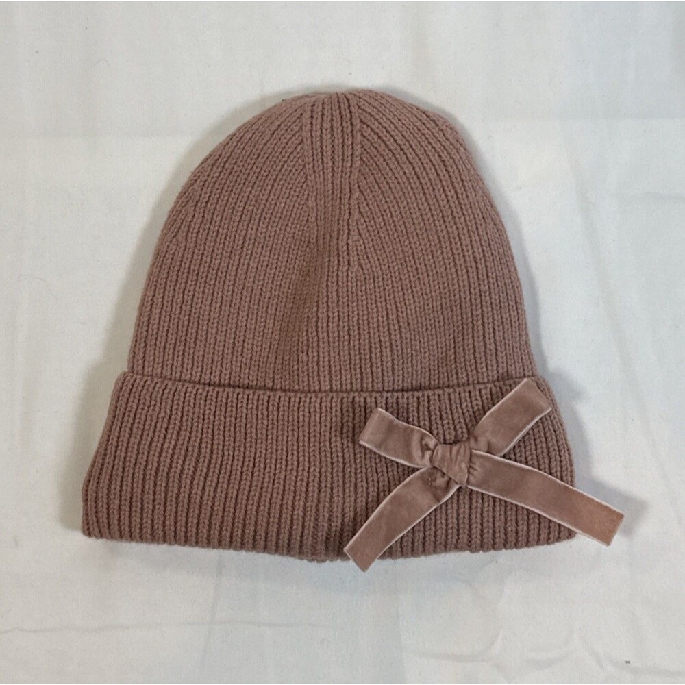 Art Class Girls' Satin One Size Webbing Bow Beanie Hat Color Pink/WH Style